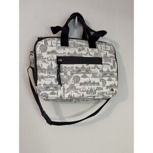 Parfois Laptop Bag Paris Monuments Print Black White Soft Side School Work